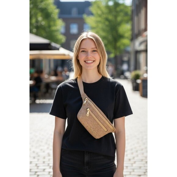 Michael Kors Metallic Logo Belt Bag With Gold-Tone Hardware & Adjustable Strap - Picture 11 of 11